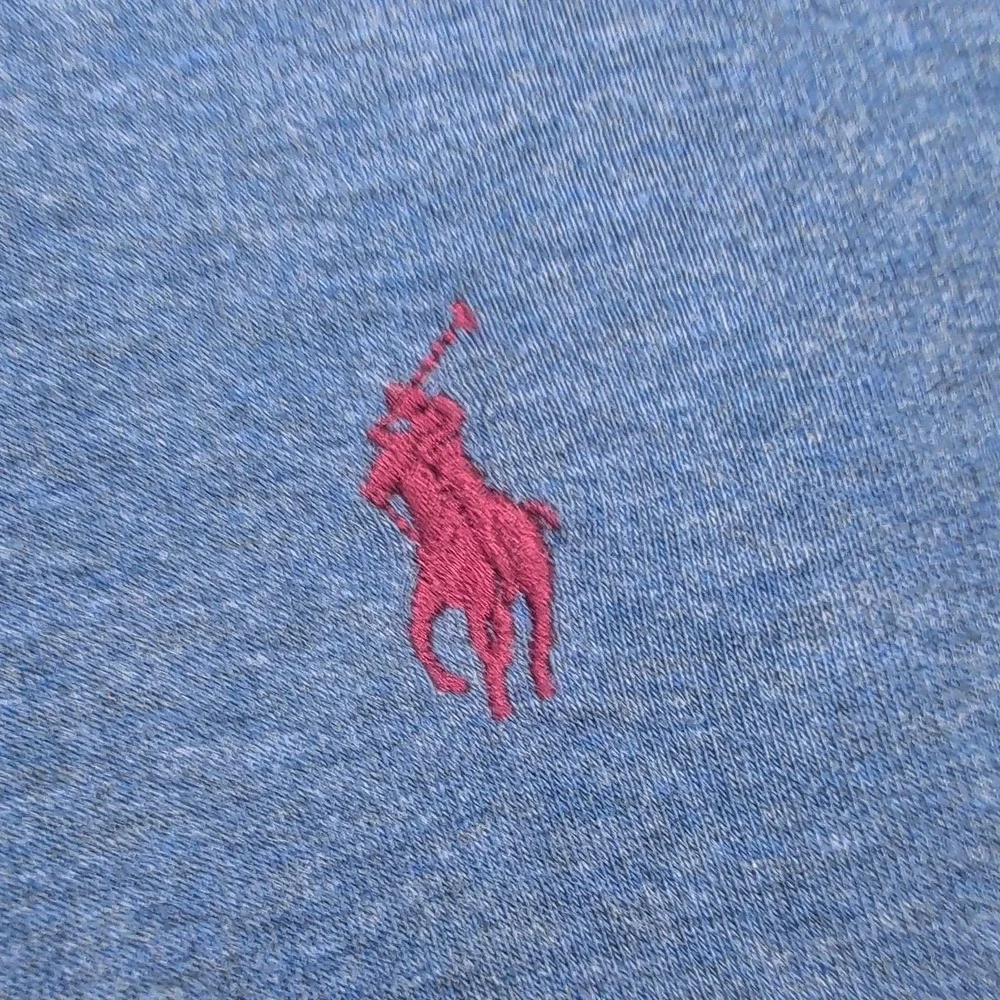 Polo Ralph Lauren Sweatshirt‎ Mens 3XLT Blue 1/4 Zip Mock Neck Red Pony HEMMED